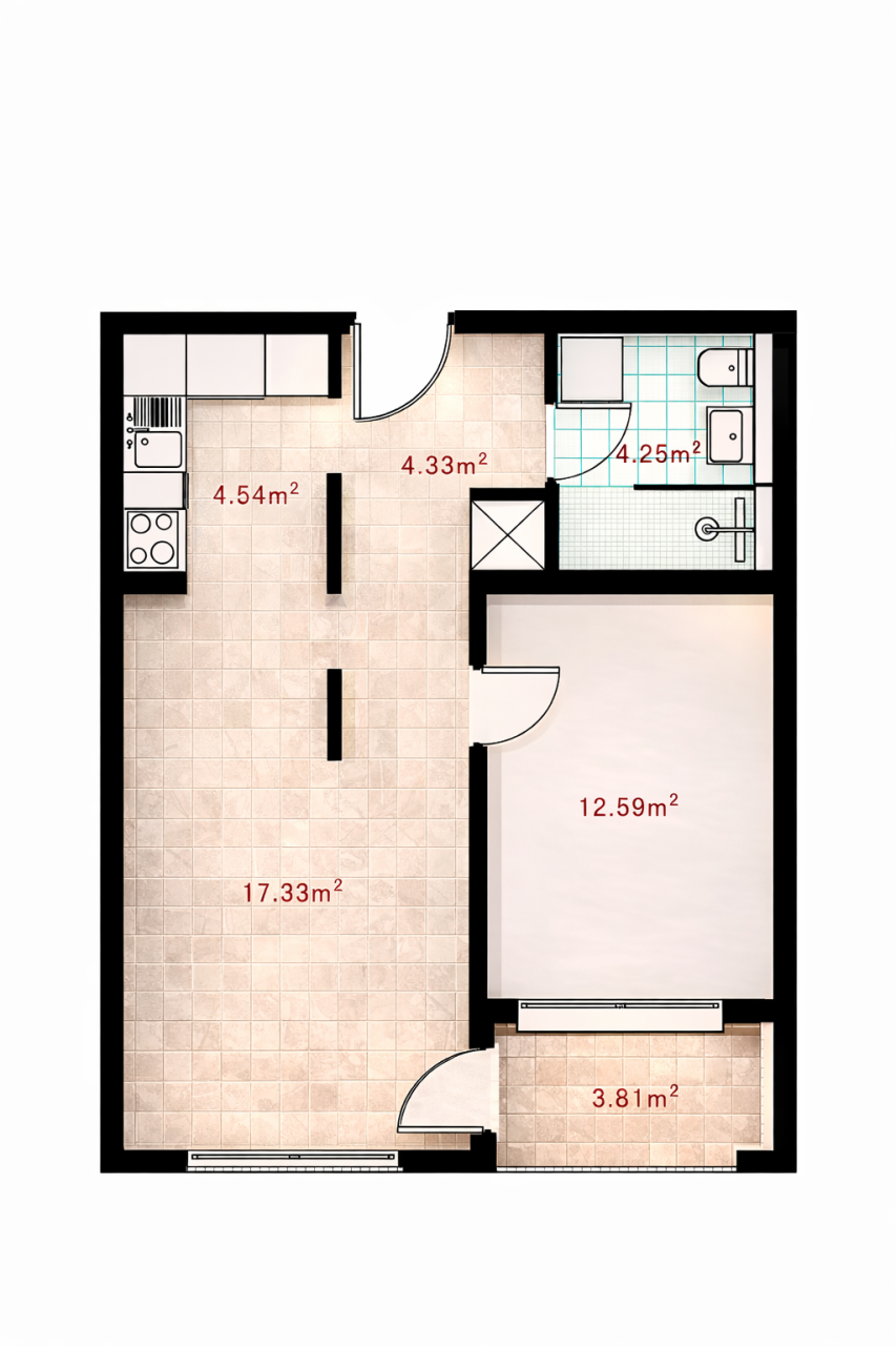 Апартаменты в Которе, Черногория, 51.19 м² - фото 9