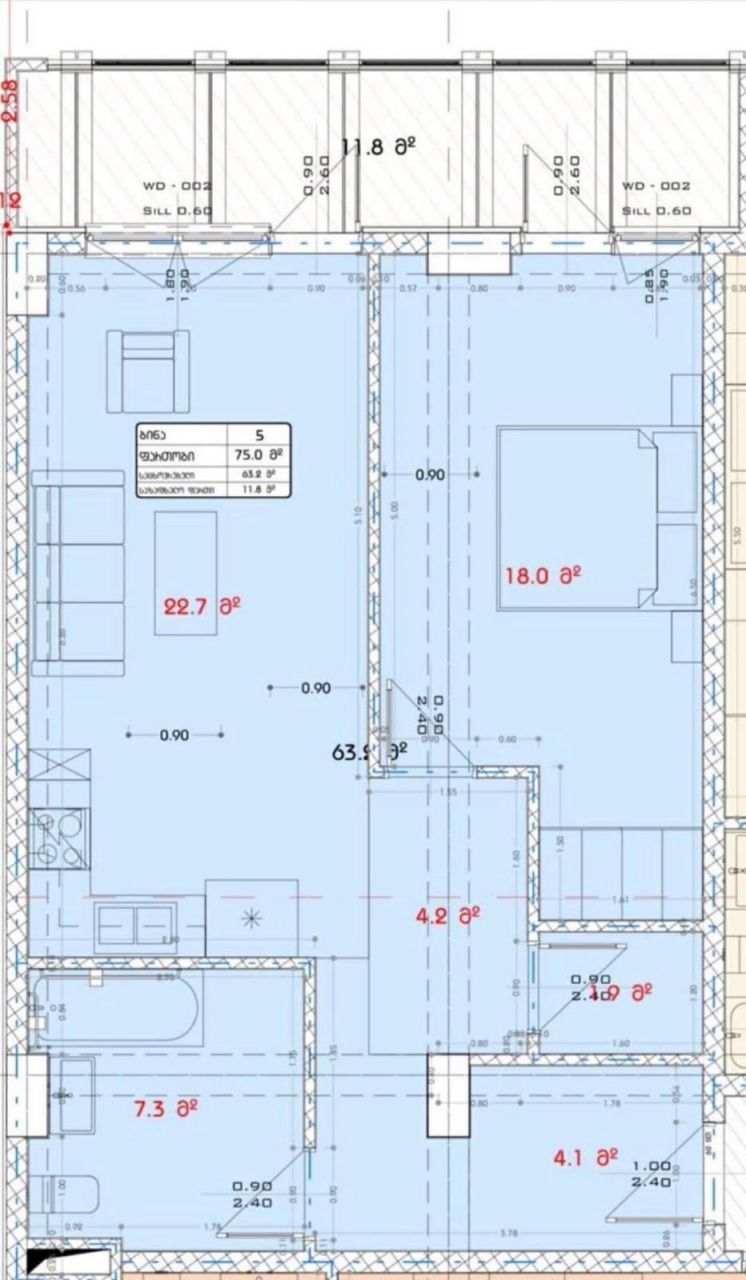 Квартира в Тбилиси, Грузия, 75 м² - фото 3
