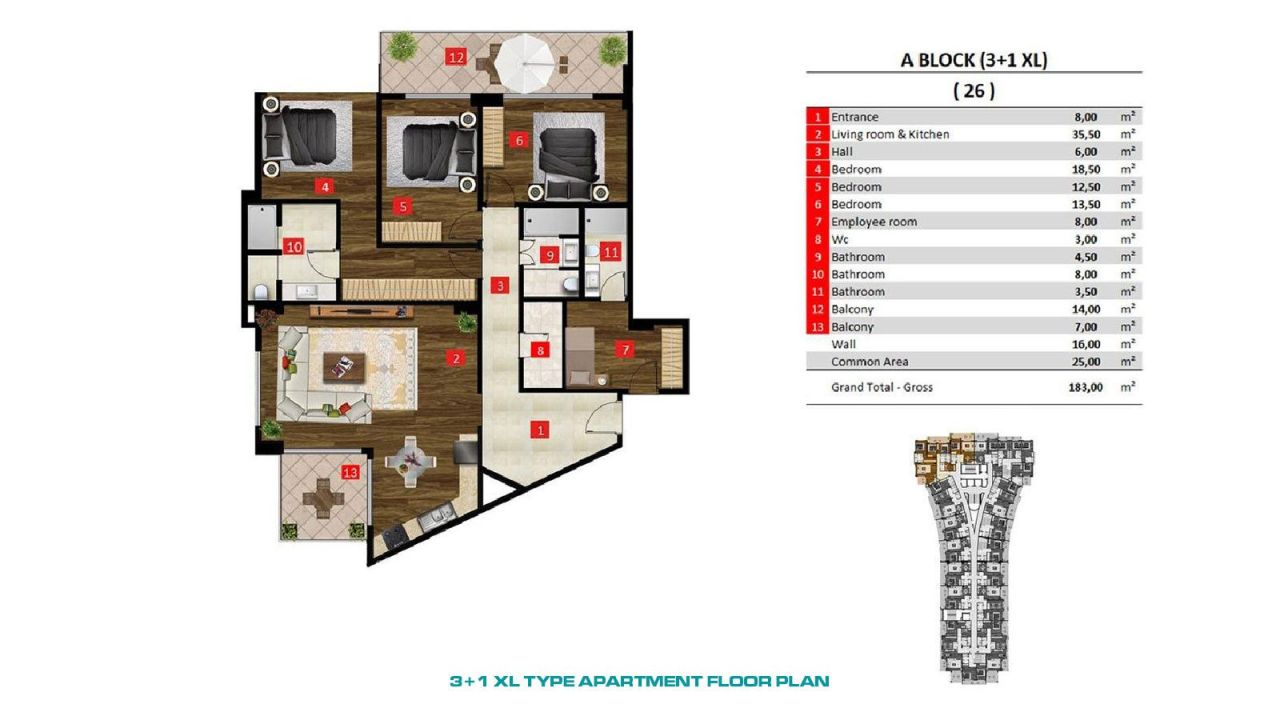 Апартаменты в Алании, Турция, 65 м² - фото 13