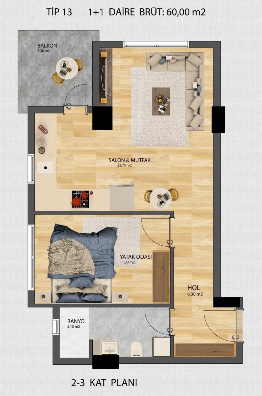 Квартира в Анталии, Турция, 55 м² - фото 4