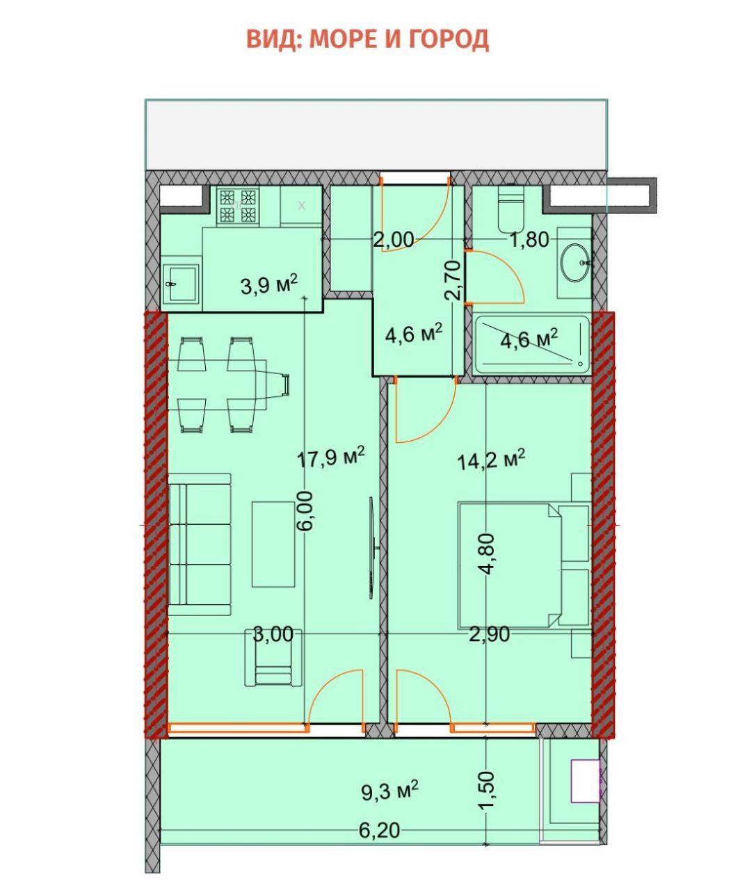 Квартира в Батуми, Грузия, 55 м² - фото 1