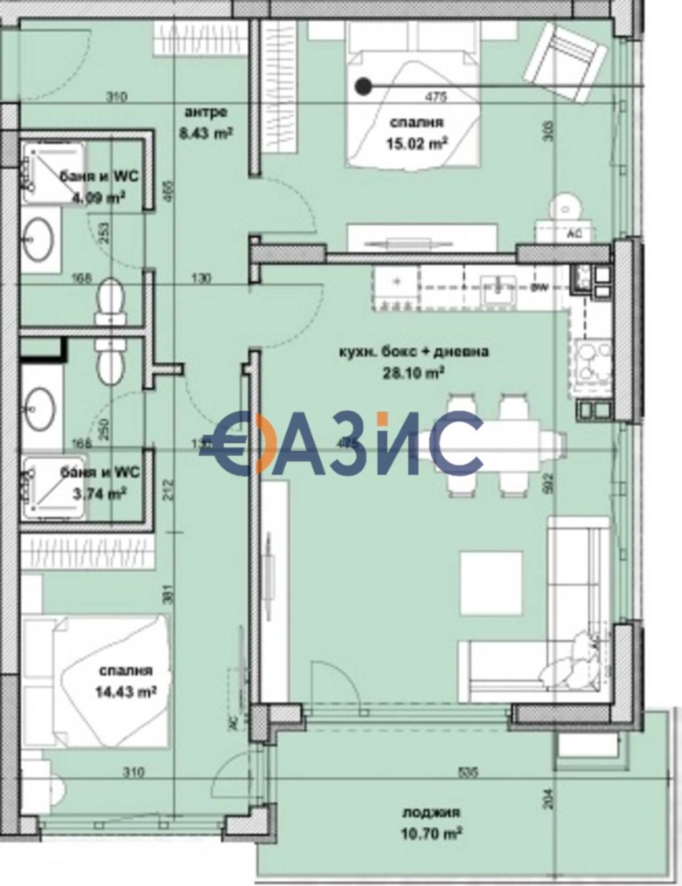 Апартаменты в Бургасе, Болгария, 117.6 м² - фото 12
