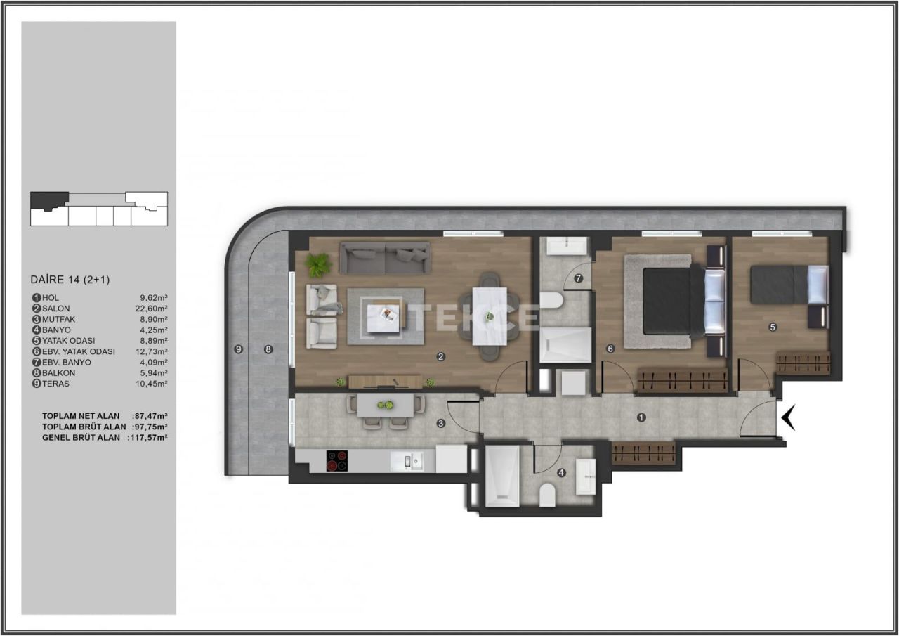 Апартаменты в Стамбуле, Турция, 91 м² - фото 16