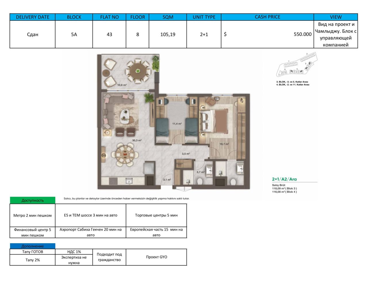 Апартаменты в Стамбуле, Турция, 105 м² - фото 4
