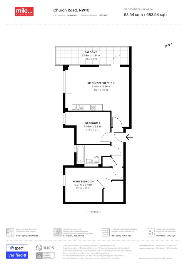 Квартира в Лондоне, Великобритания, 64 м² - фото 8