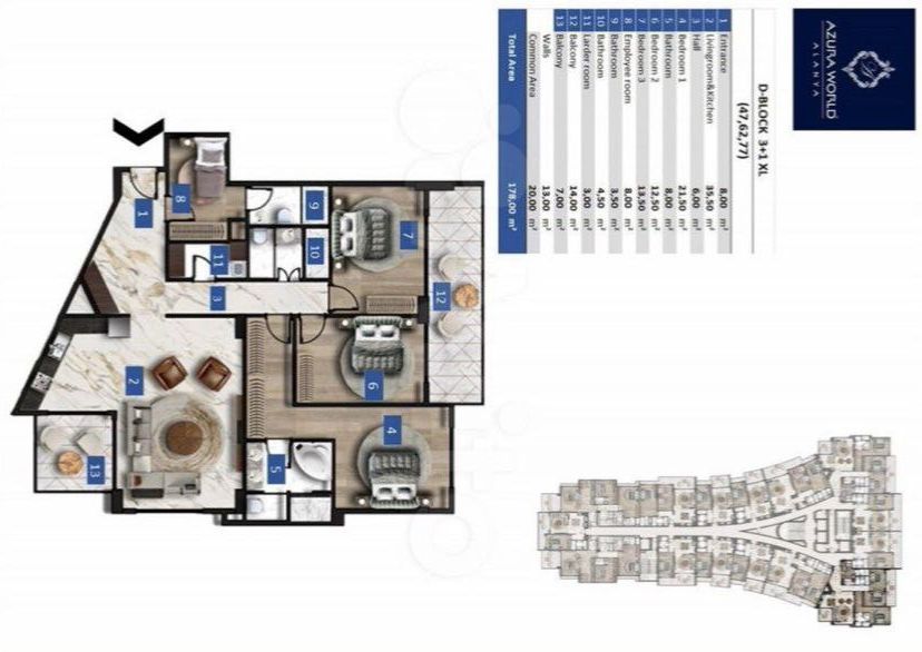 Апартаменты в Алании, Турция, 179 м² - фото 2
