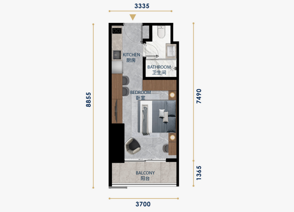 Студия в Пномпене, Камбоджа, 54 м² - фото 5