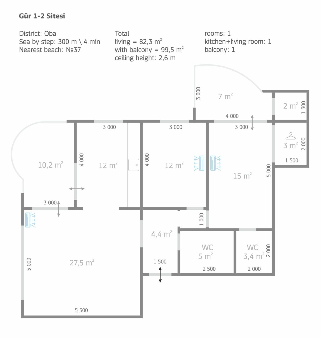 Апартаменты в Алании, Турция, 82 м² - фото 4