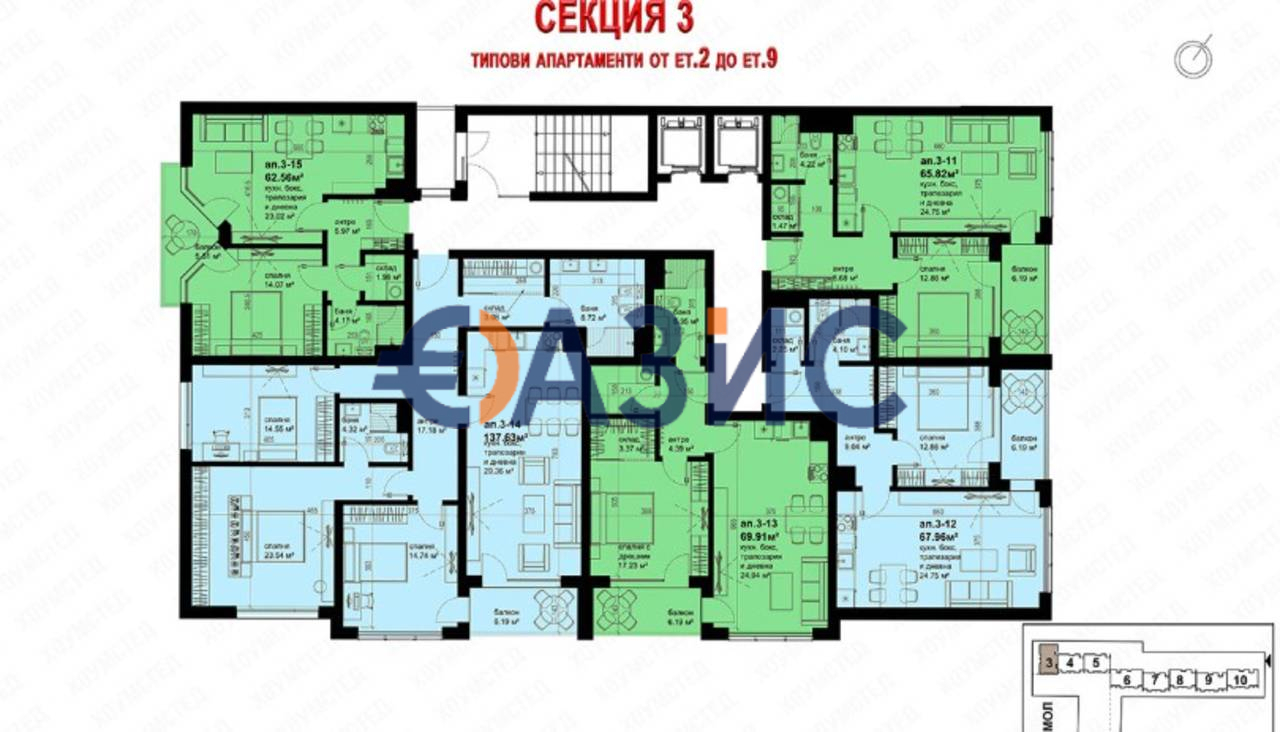 Апартаменты в Бургасе, Болгария, 66.4 м² - фото 13