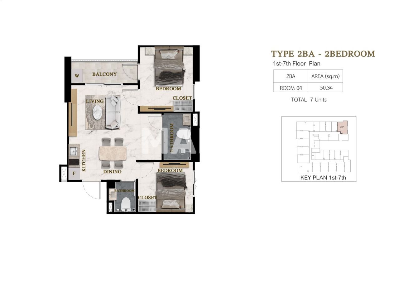 Апартаменты в Паттайе, Таиланд, 50.34 м² - фото 2