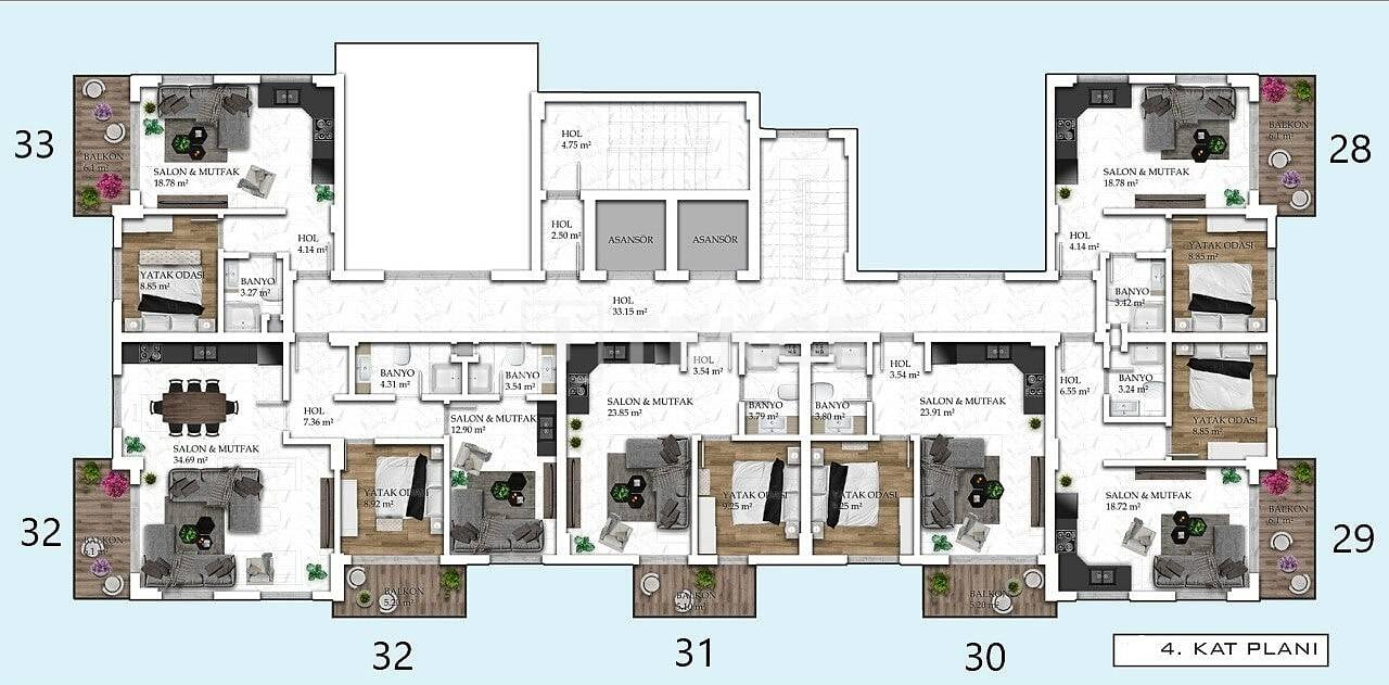 Апартаменты в Алании, Турция, 100 м² - фото 19