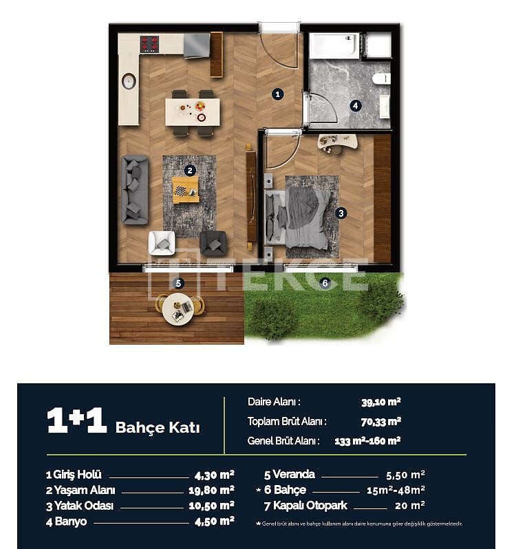 Апартаменты в Анталии, Турция, 72 м² - фото 14