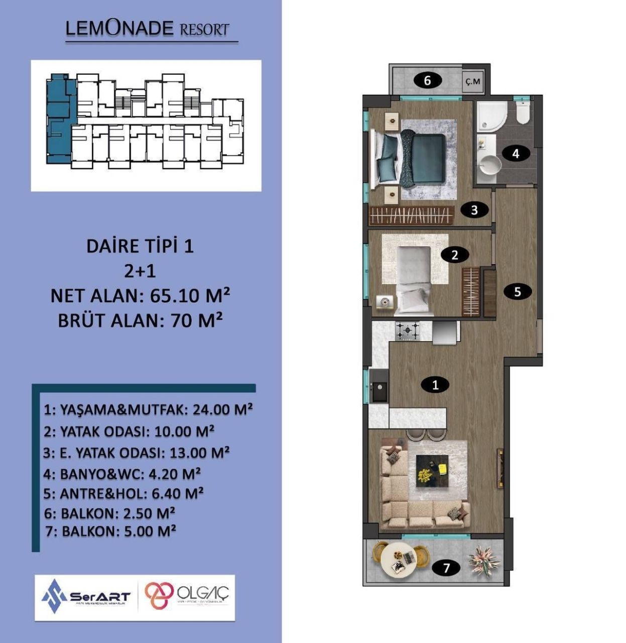 Квартира в Мерсине, Турция, 70 м² - фото 11