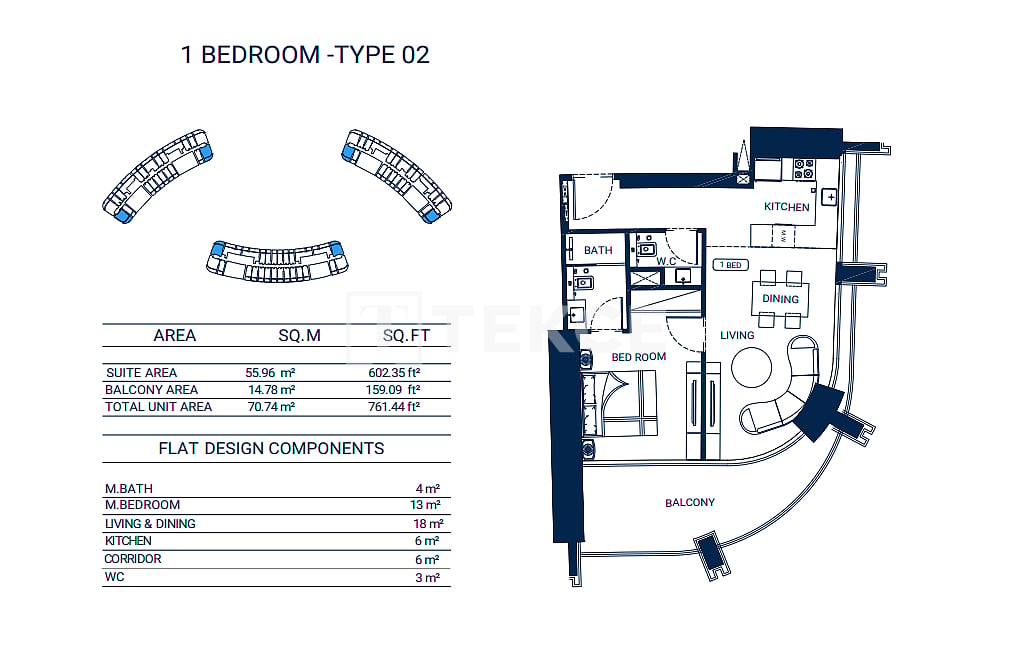 Апартаменты Бизнес-Бэй, ОАЭ, 71 м² - фото 13