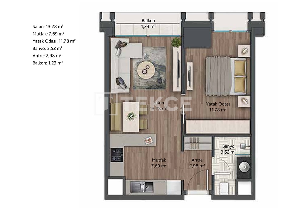 Апартаменты в Стамбуле, Турция, 47 м² - фото 19