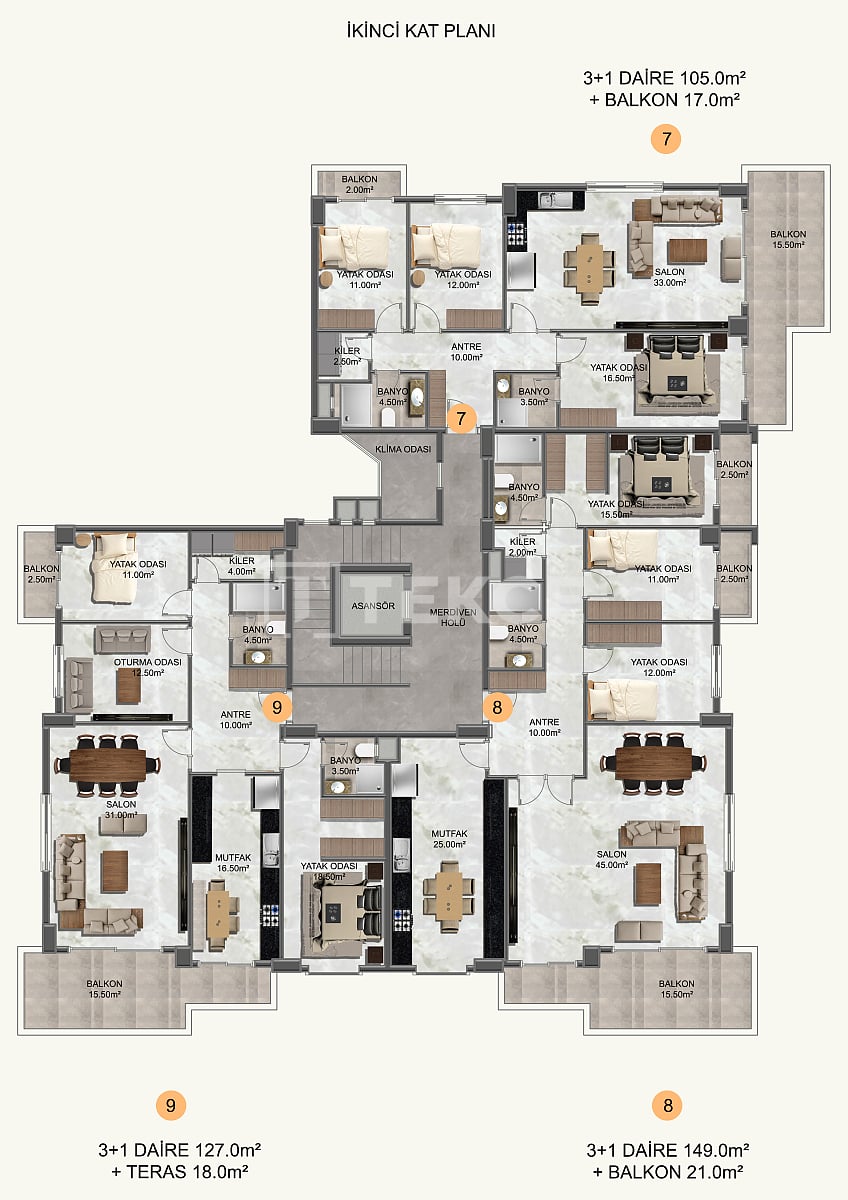 Апартаменты в Алании, Турция, 130 м² - фото 19