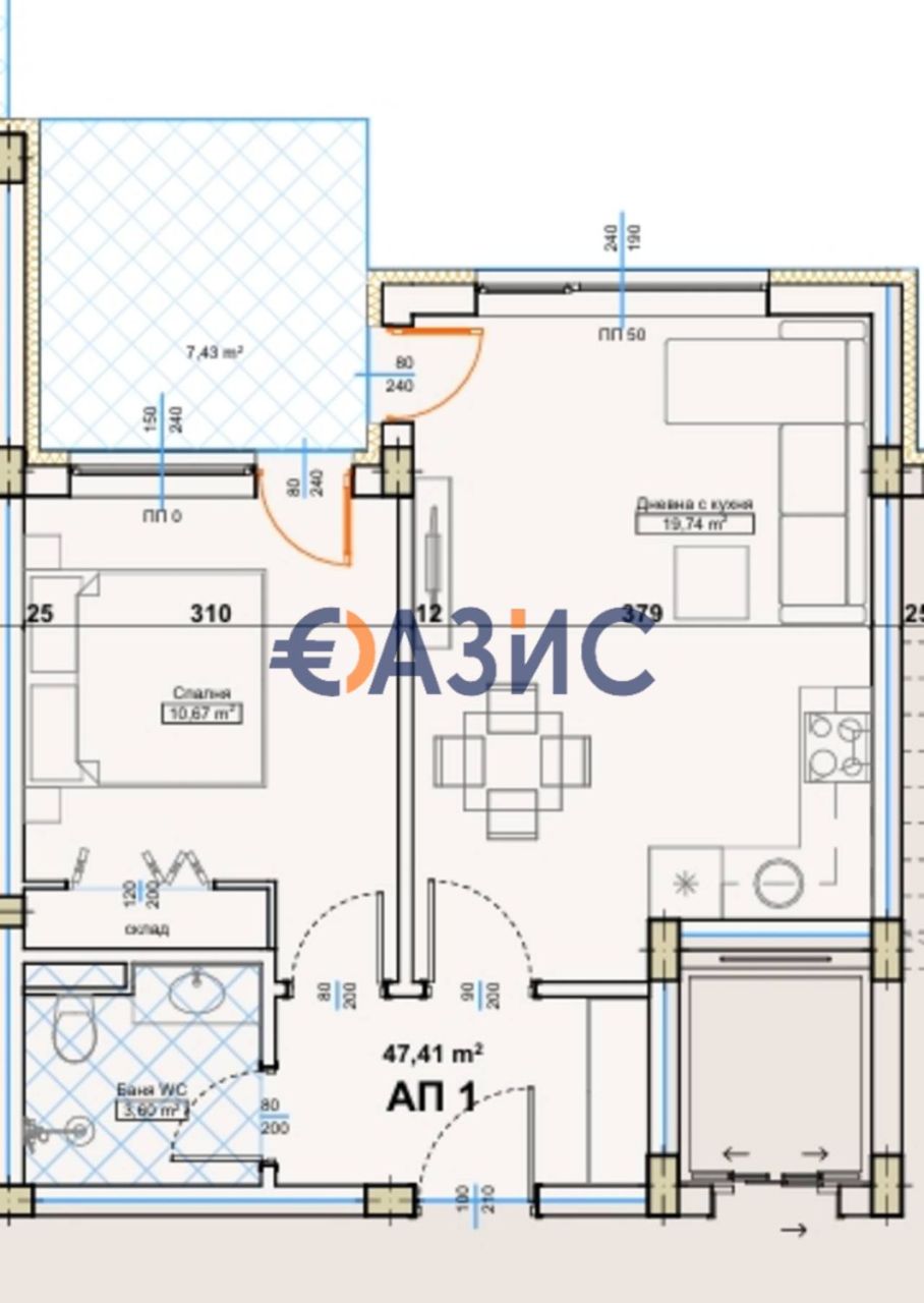 Апартаменты в Приморско, Болгария, 63.2 м² - фото 3