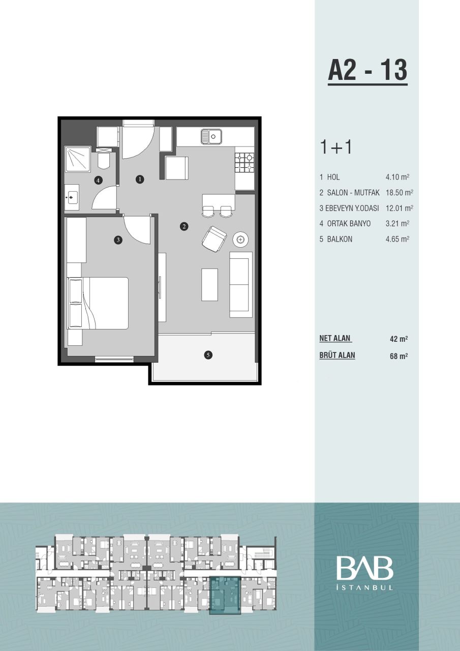 Квартира в Стамбуле, Турция, 70 м² - фото 14