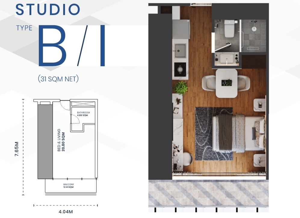 Студия в Пномпене, Камбоджа, 31 м² - фото 4