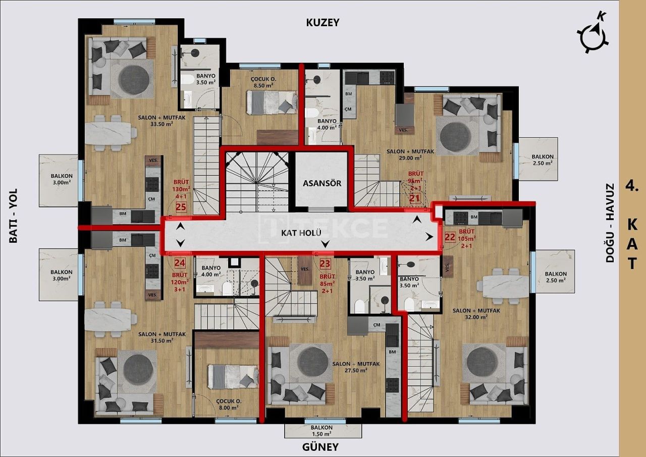Апартаменты в Анталии, Турция, 65 м² - фото 13