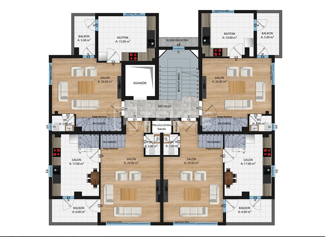 Апартаменты в Анталии, Турция, 88 м² - фото 14