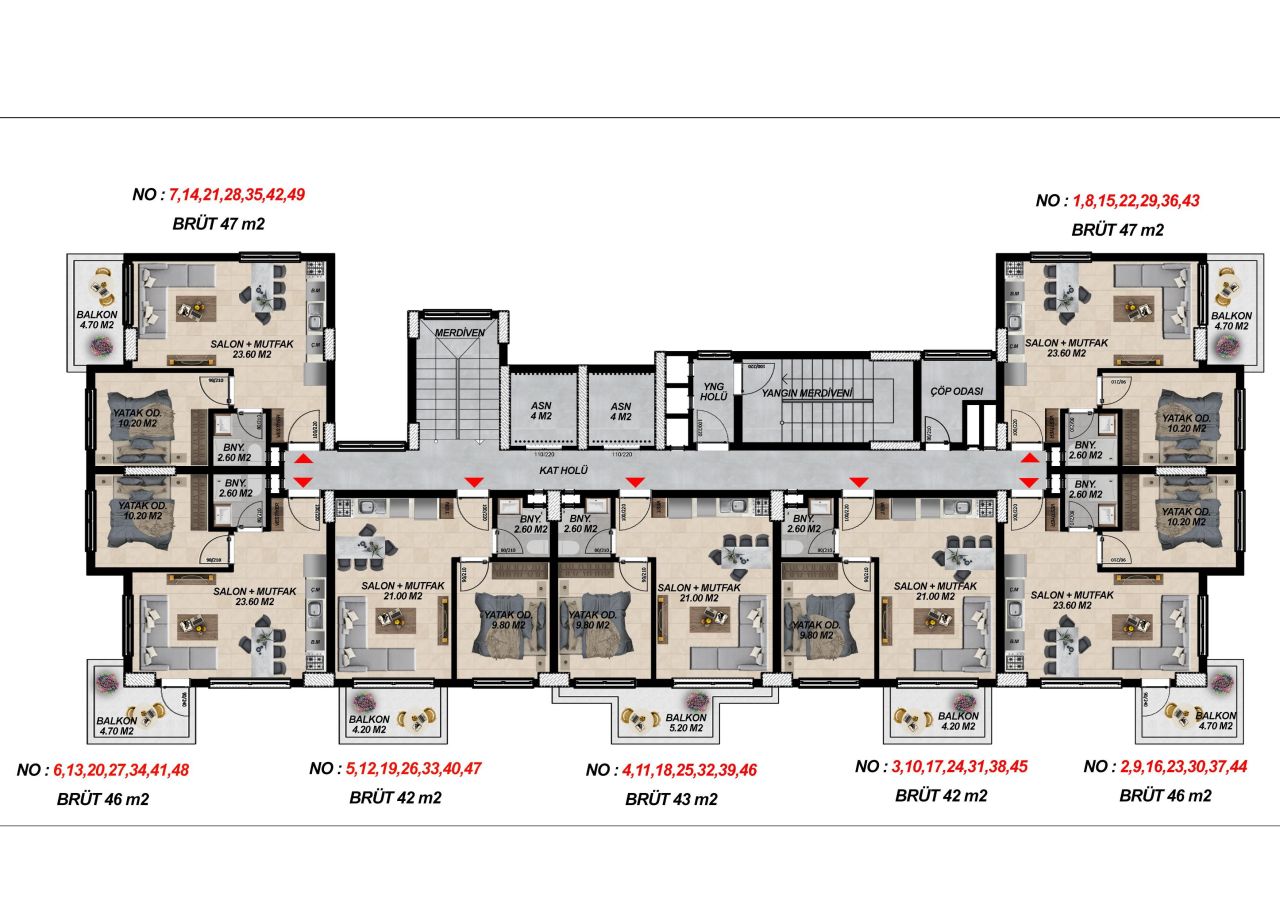 Квартира в Алании, Турция, 47 м² - фото 3
