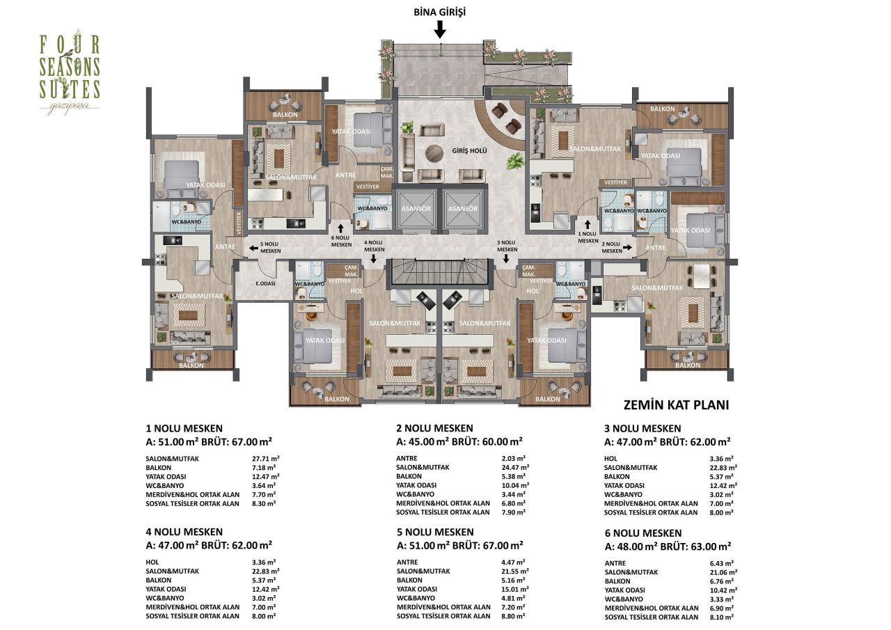 Квартира в Алании, Турция, 62 м² - фото 9