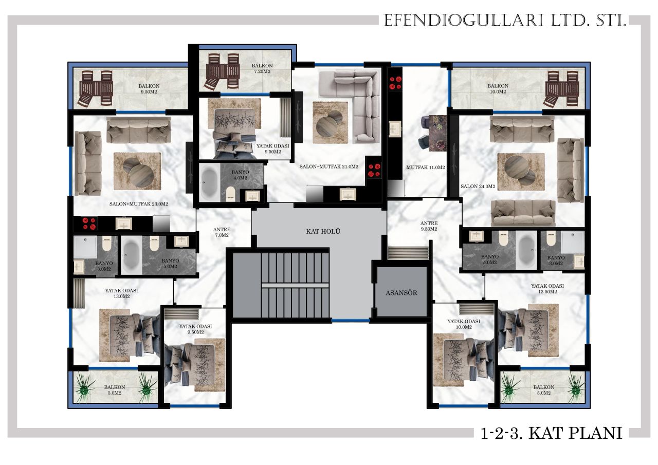 Квартира в Алании, Турция, 45 м² - фото 14