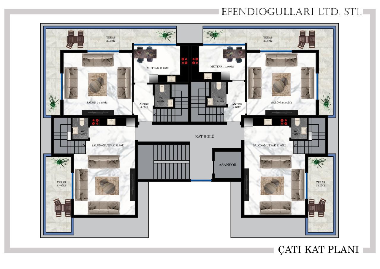 Квартира в Алании, Турция, 45 м² - фото 16