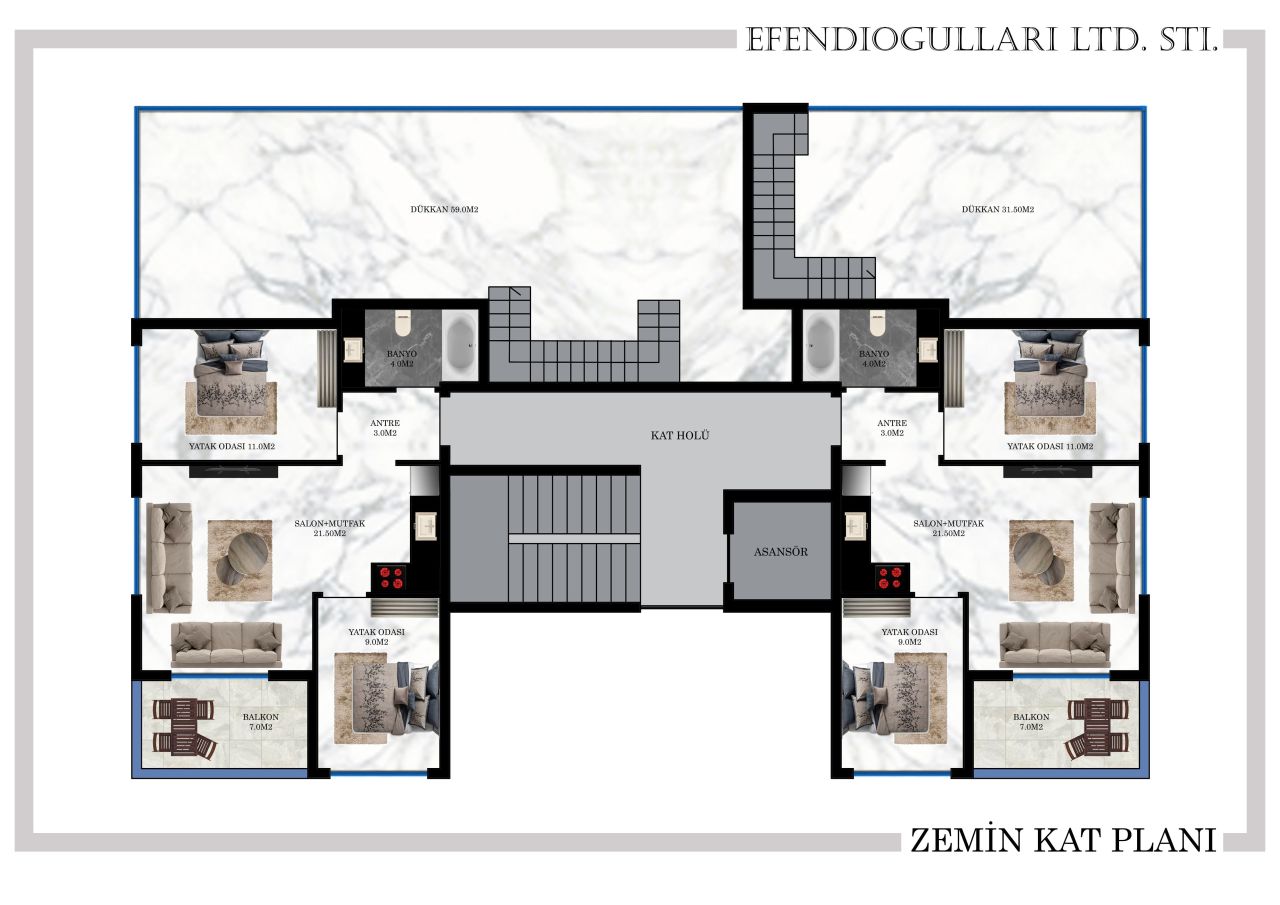 Квартира в Алании, Турция, 45 м² - фото 17