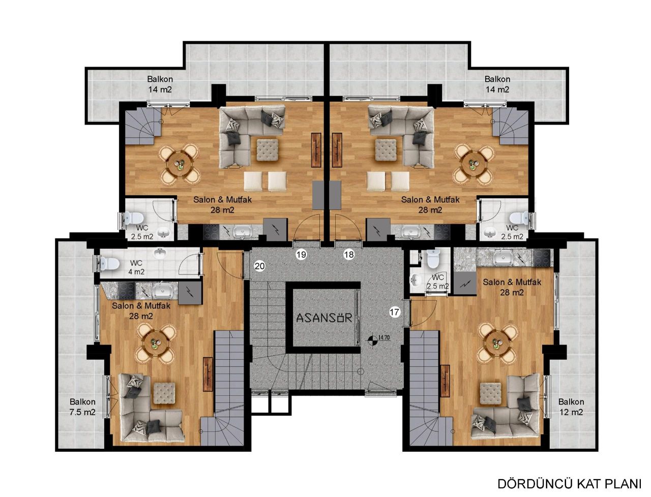 Пентхаус в Авсалларе, Турция, 105 м² - фото 18