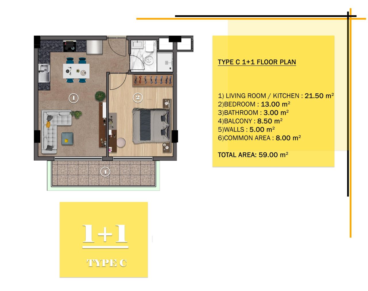 Квартира в Алании, Турция, 61 м² - фото 19