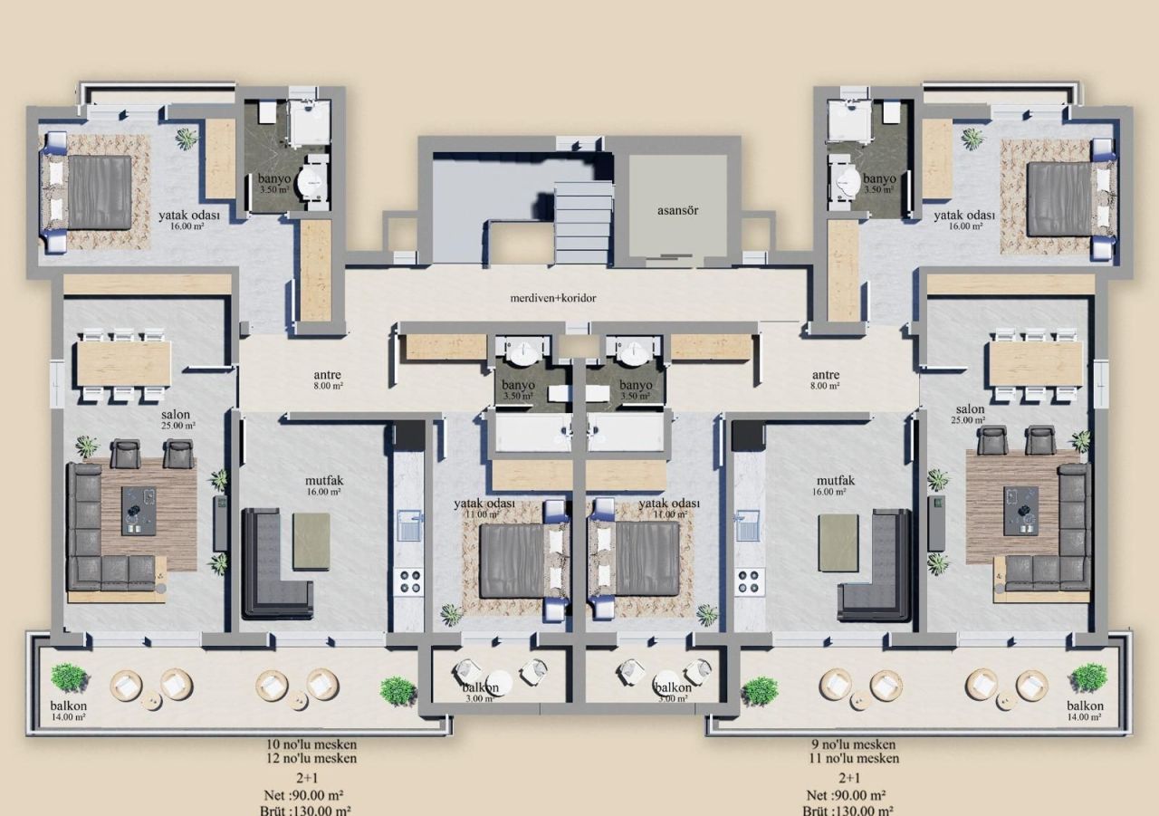 Пентхаус в Алании, Турция, 130 м² - фото 19