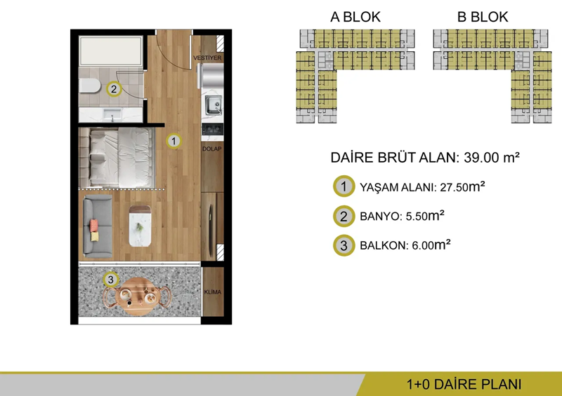 Апартаменты в Мерсине, Турция, 40 м² - фото 2