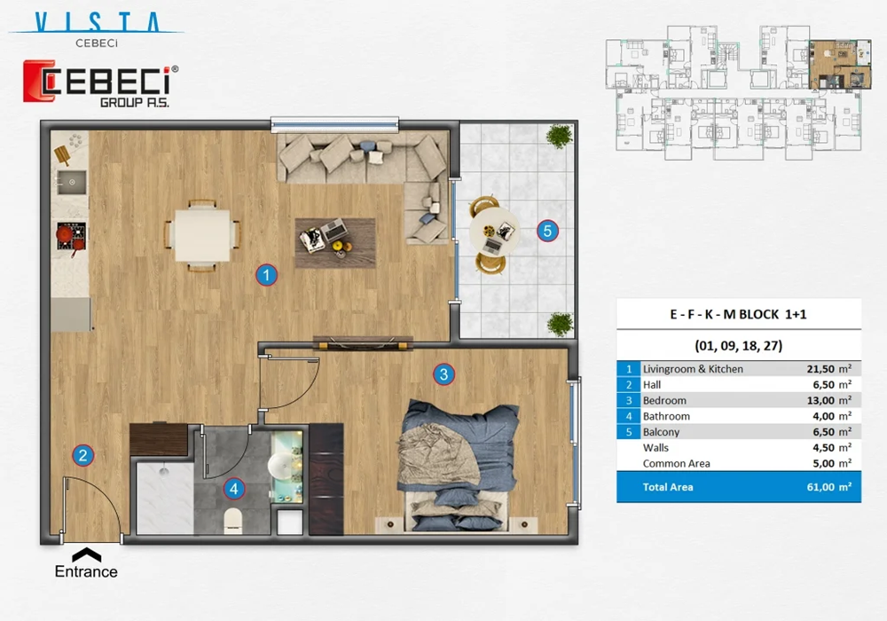 Апартаменты в Кестеле, Турция, 61 м² - фото 3