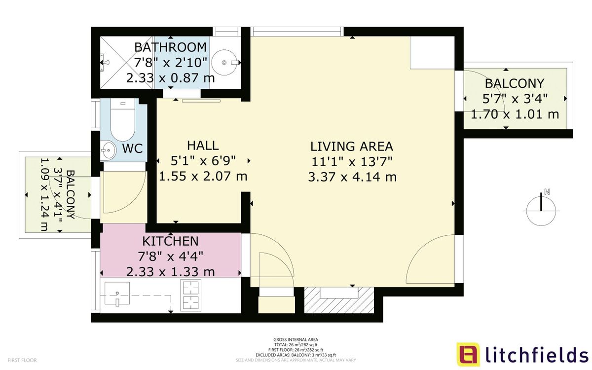 Квартира в Лондоне, Великобритания, 26 м² - фото 9