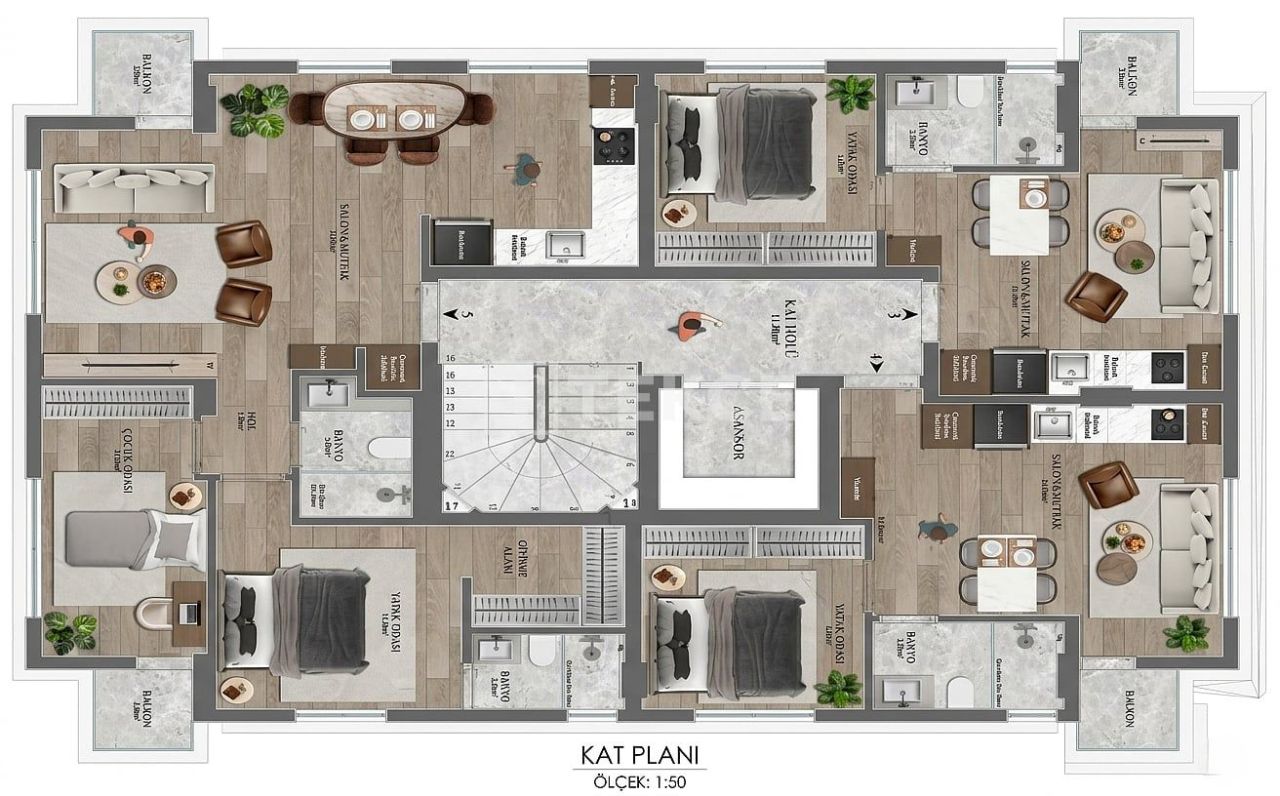 Апартаменты в Анталии, Турция, 92 м² - фото 17