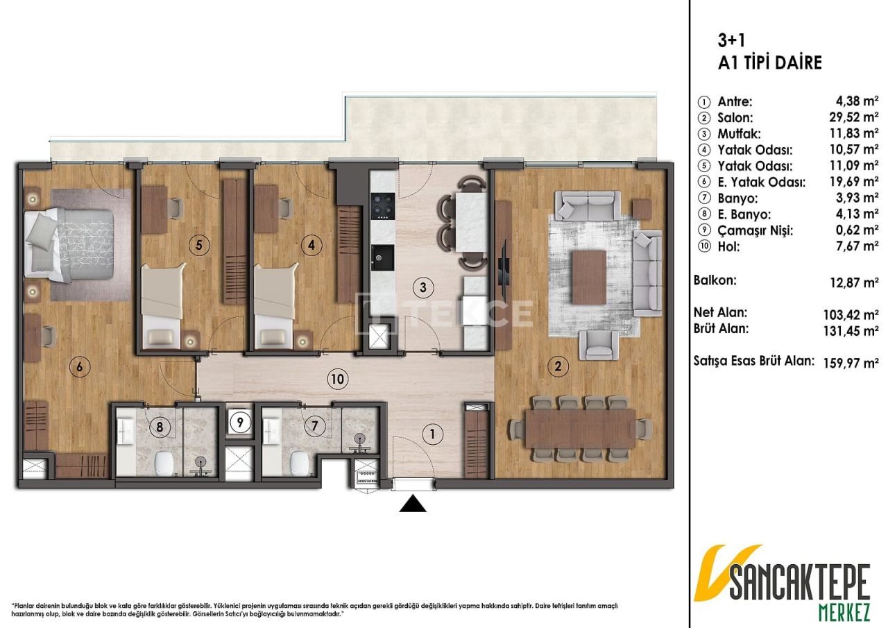 Апартаменты в Стамбуле, Турция, 104 м² - фото 14