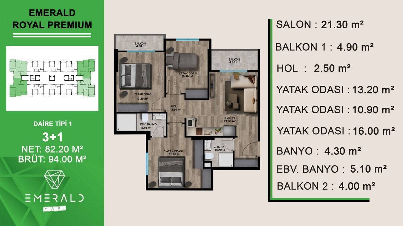 Квартира в Мерсине, Турция, 94 м² - фото 16