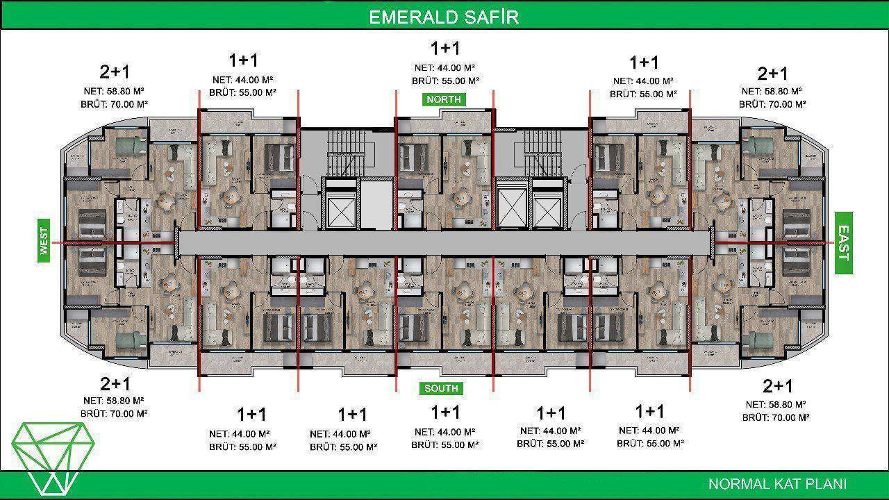 Квартира в Мерсине, Турция, 70 м² - фото 17