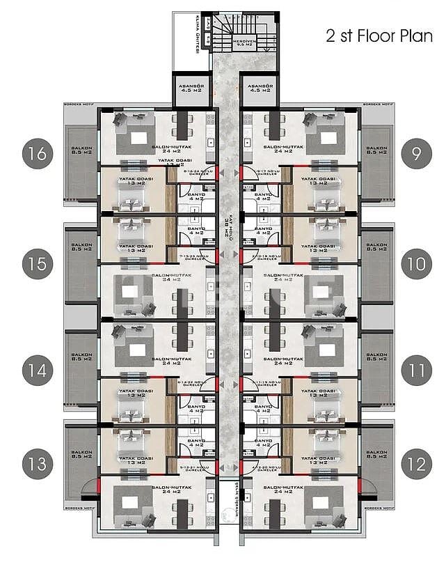 Апартаменты в Алании, Турция, 57 м² - фото 15