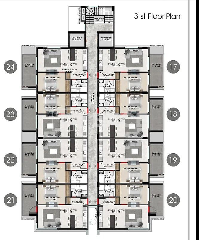 Апартаменты в Алании, Турция, 57 м² - фото 16