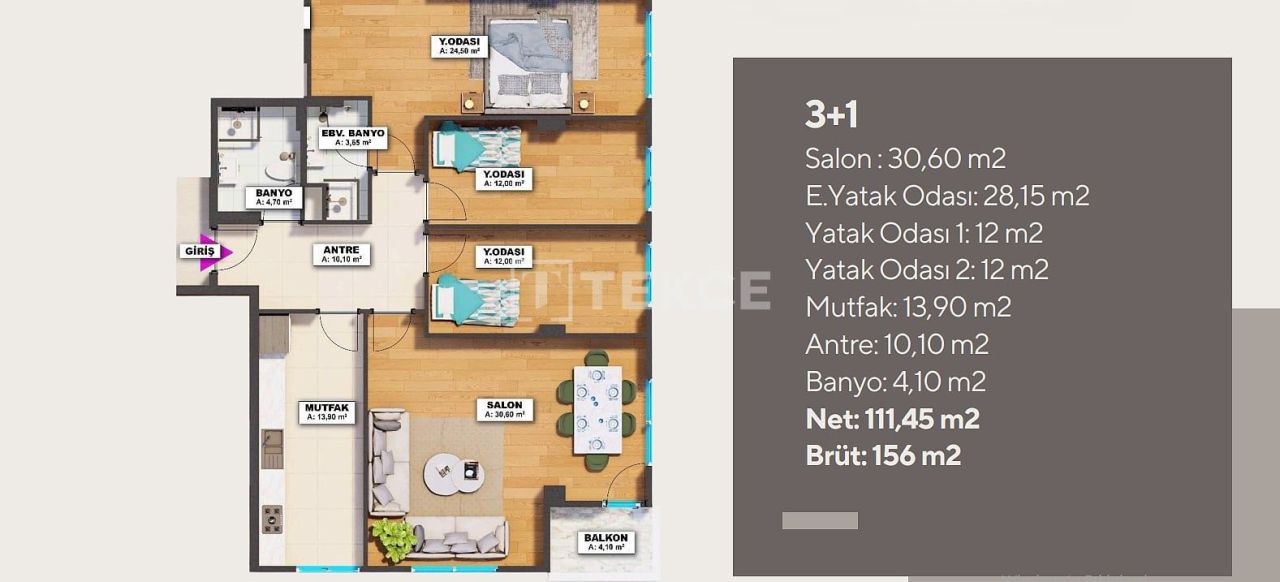 Апартаменты в Стамбуле, Турция, 156 м² - фото 14