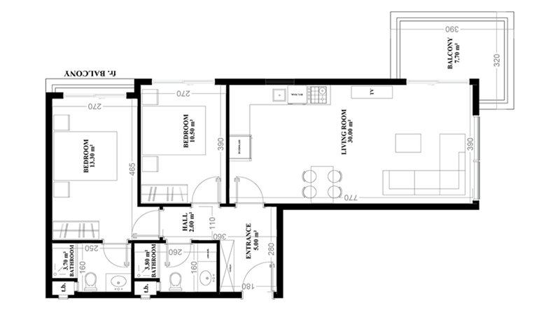 Апартаменты в Алании, Турция, 70 м² - фото 11