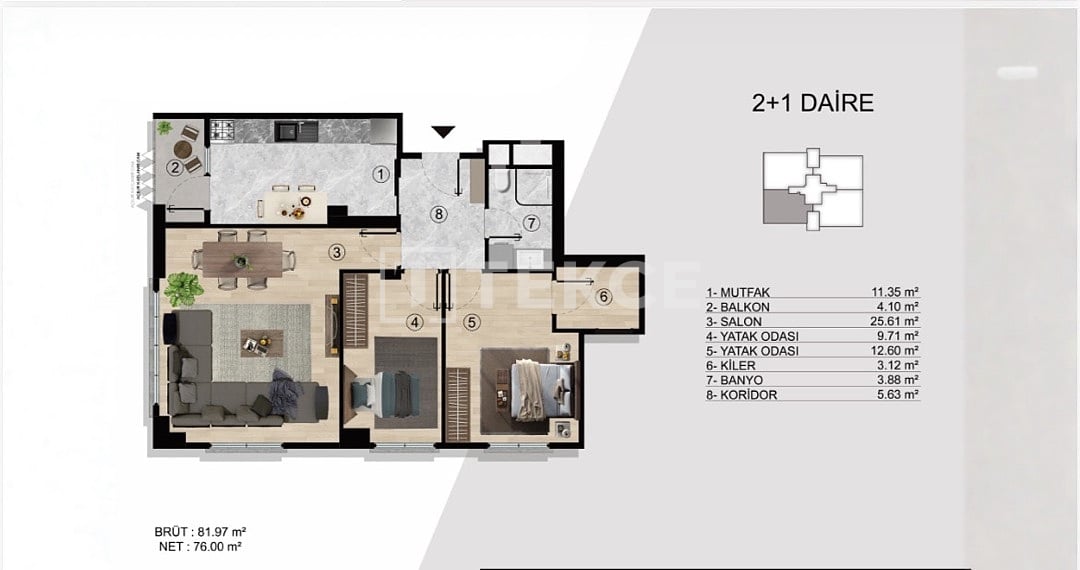 Апартаменты в Стамбуле, Турция, 81 м² - фото 15