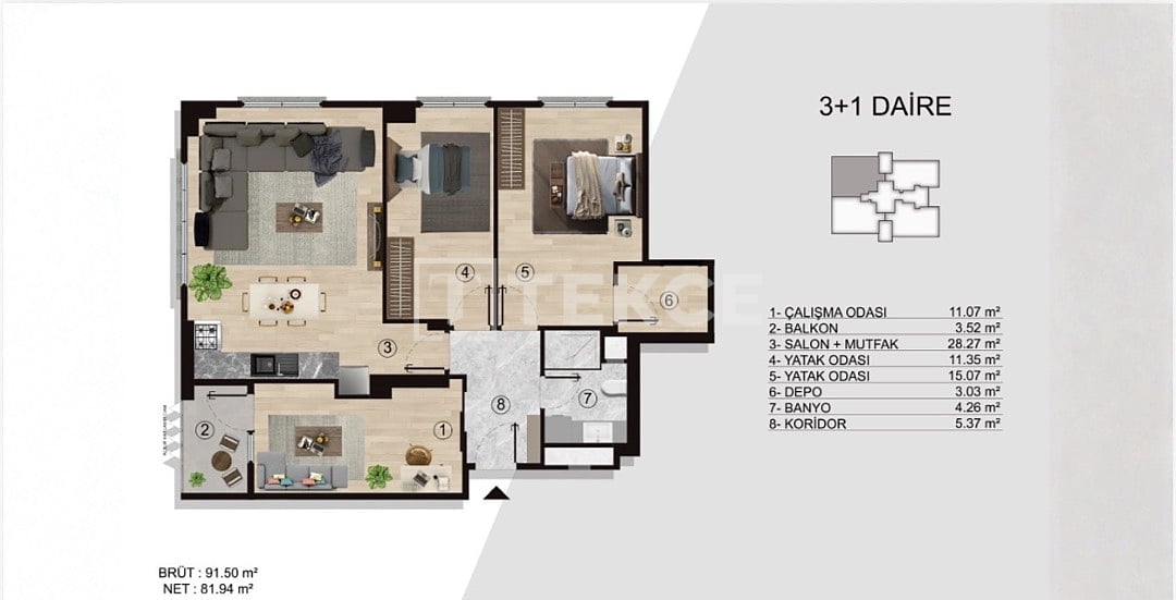 Апартаменты в Стамбуле, Турция, 91 м² - фото 16