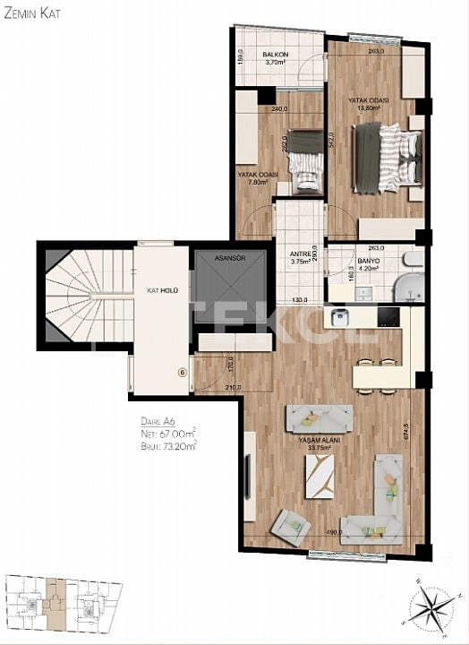 Пентхаус в Стамбуле, Турция, 69 м² - фото 2