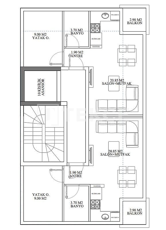Апартаменты в Анталии, Турция, 40 м² - фото 12