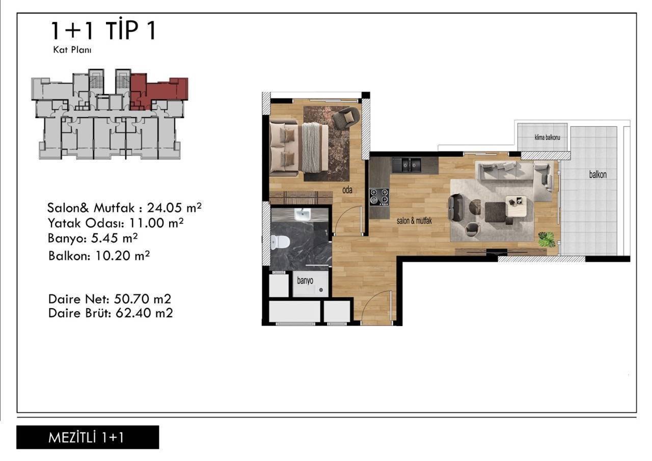 Квартира в Мерсине, Турция, 58 м² - фото 14