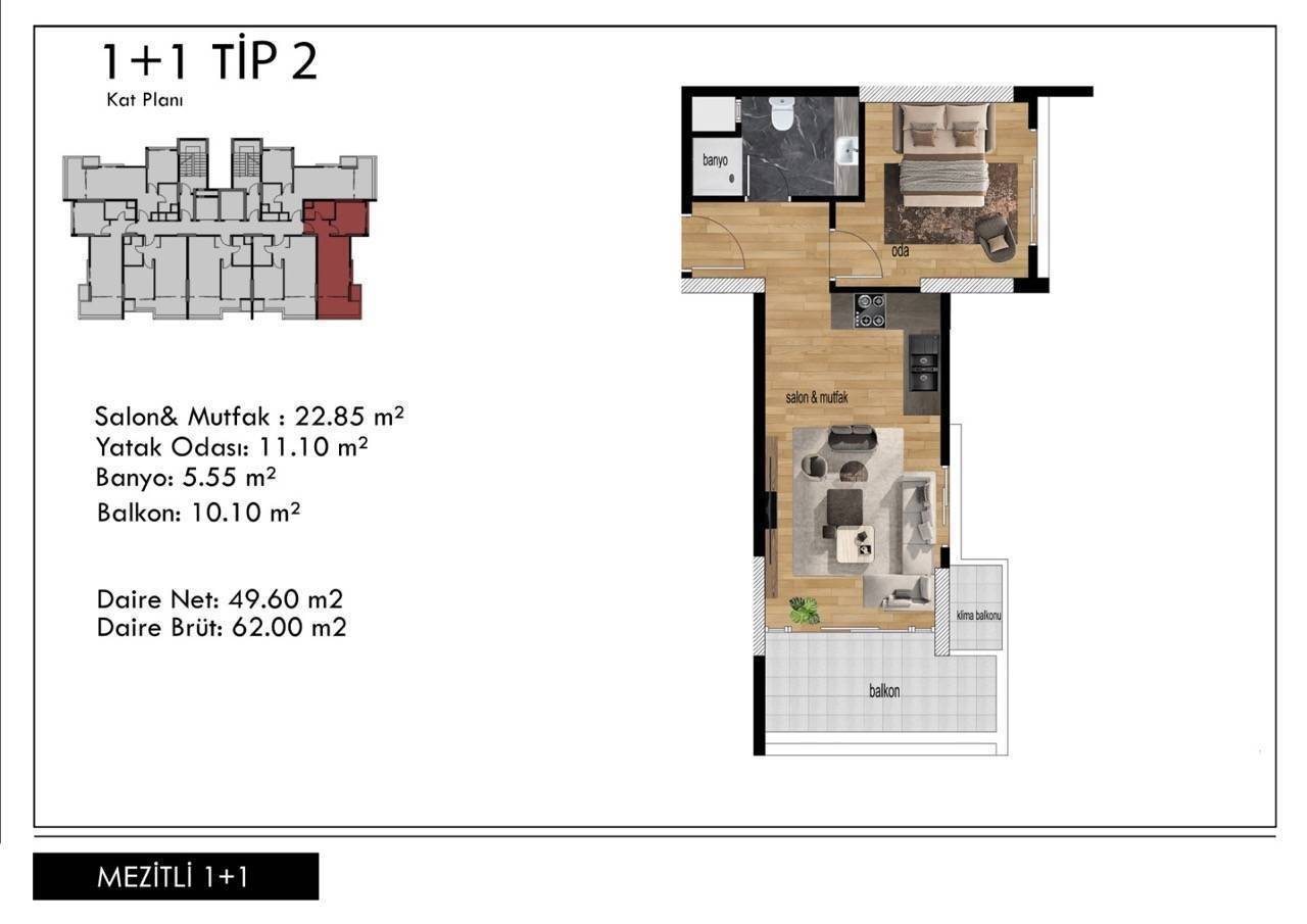 Квартира в Мерсине, Турция, 58 м² - фото 15
